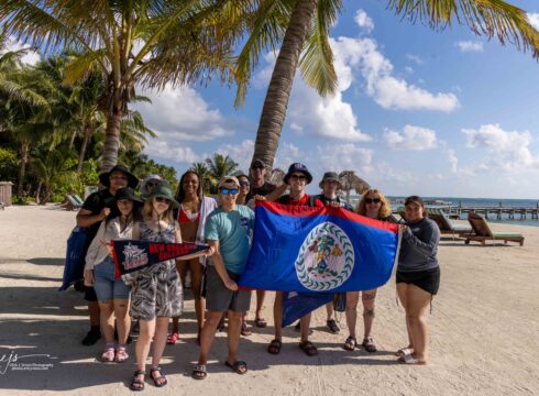 Dr. Eric Simon leads a group of students from his Tropical Marine Biology class for a Study Away trip to Belize in January 2024.